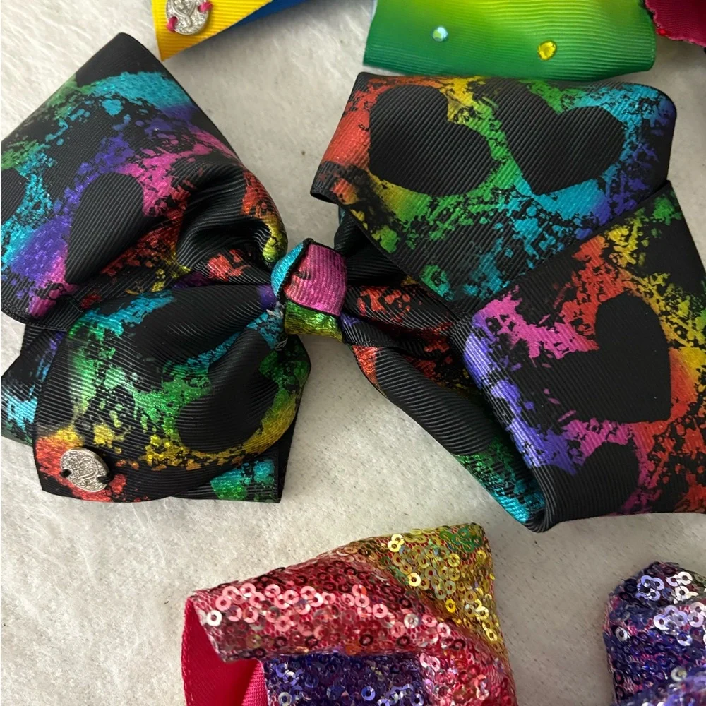 Bundle of 5 Large Size Jojo Siwa Colorful Kids Hair Bows